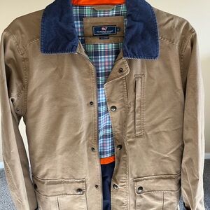 Vineyard Vines Tan Jacket with Navy Collar